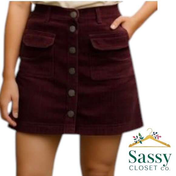 LOFT Dresses & Skirts - Fall Skirt – LOFT Burgundy A-Line Corduroy, Sz 6, EUC
